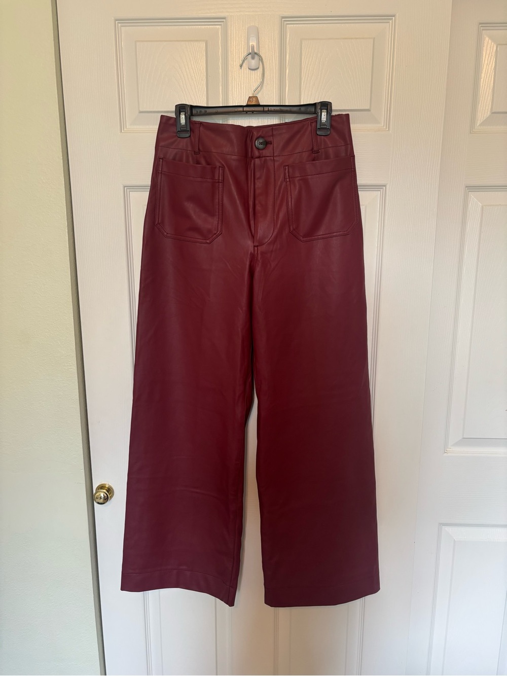 NWT Maeve Colette Full Length Faux Leather Pants Burgundy Size 30